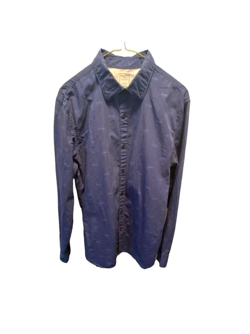 Calvin Klein Blue Patterned Dress Shirt Medium